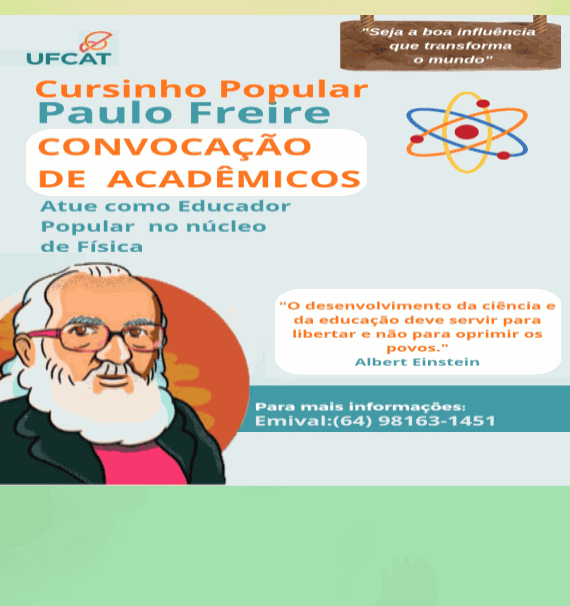 Cursinho Popular Paulo Freire - Inscrições para educadores em todas as áreas do conhecimento