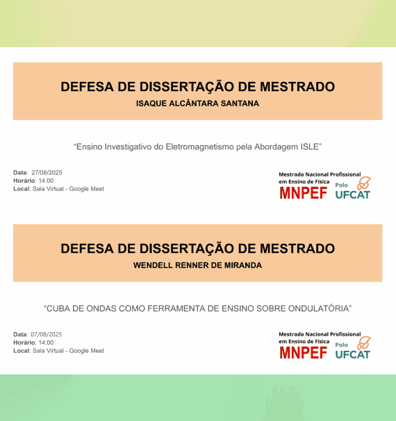 MNPEF | As próximas Defesas de Mestrado acontecerão nos dias 07/08 e 27/08/2025. Acesse e saiba mais!