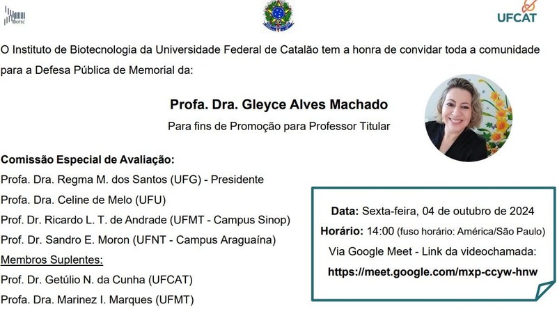 Defesa de Memorial da professora Gleyce Alves Machado