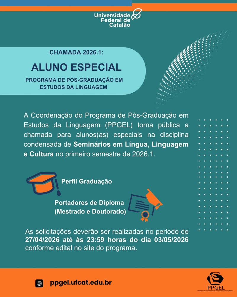 Chamada para Alunos Especiais 2026.1
