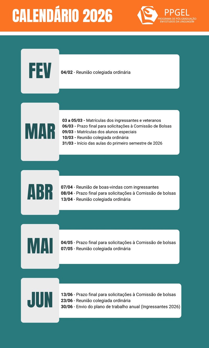 Calendário PPGEL 2026