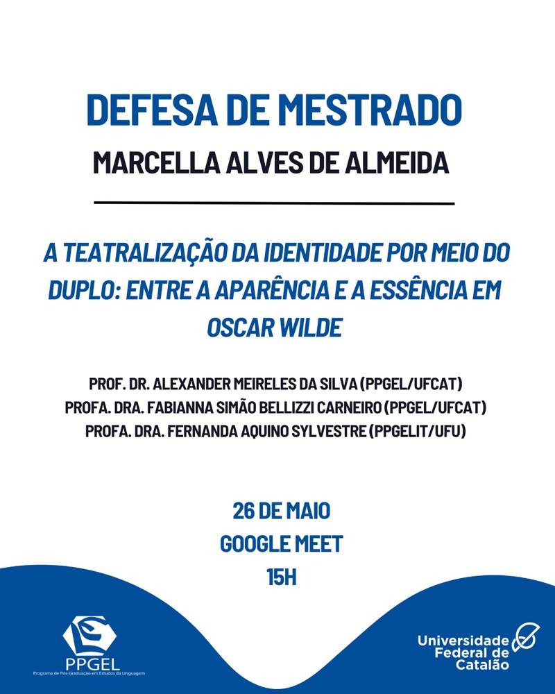 Defesa de mestrado da discente Marcella Alves de Almeida