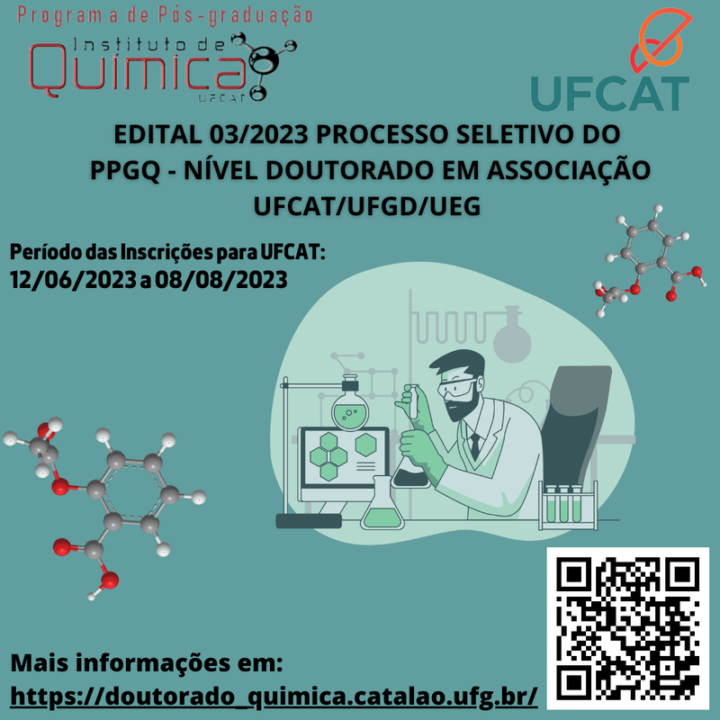 Divulgado edital de seleção para Doutorado em Química