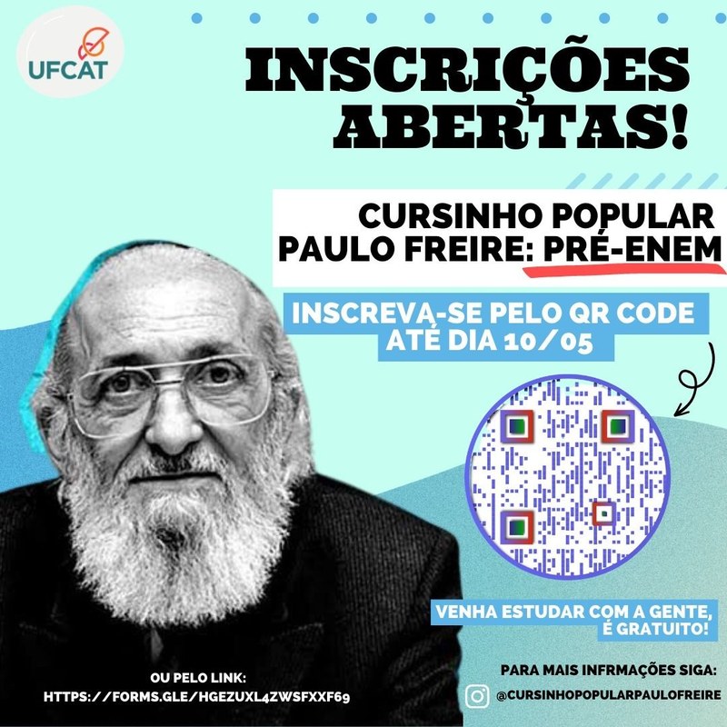 Cursinho Popular Paulo Freire - Pré Enem abre inscrições